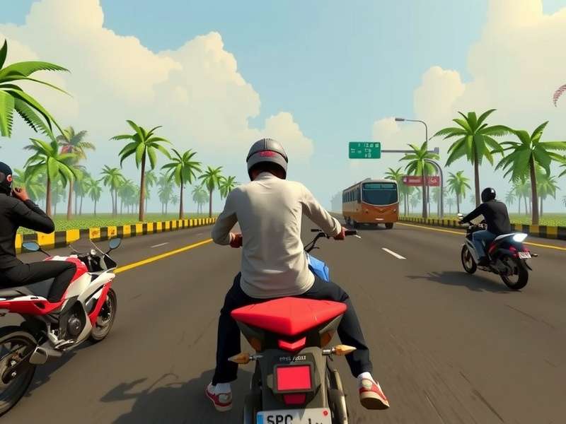 Traffic Rider गेम में ग्लिच का उपयोग करते हुए बाइक सवार