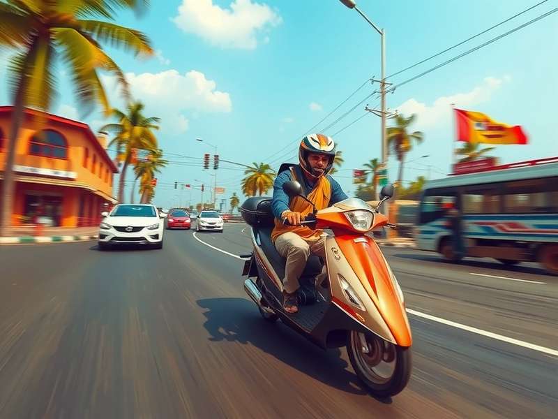 Traffic Rider गेम में बाइक चलाते हुए गेमर