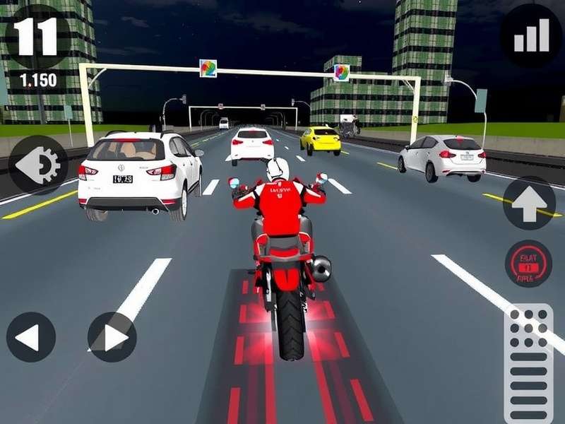 Traffic Rider Mod APK iOS gameplay screenshot showing unlimited money and unlocked bikes