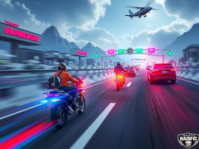 Traffic Rider gameplay screenshot showing a motorcycle in fast-paced traffic