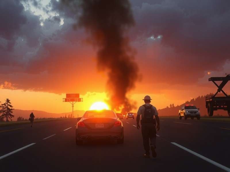 Bruce Highway traffic accident scene with emergency vehicles