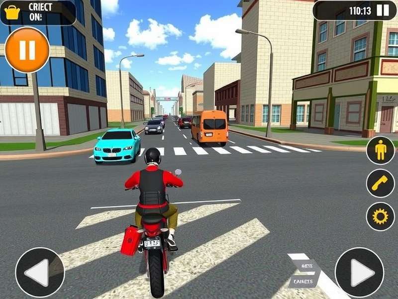Traffic Rider gameplay scene with motorcycle on highway