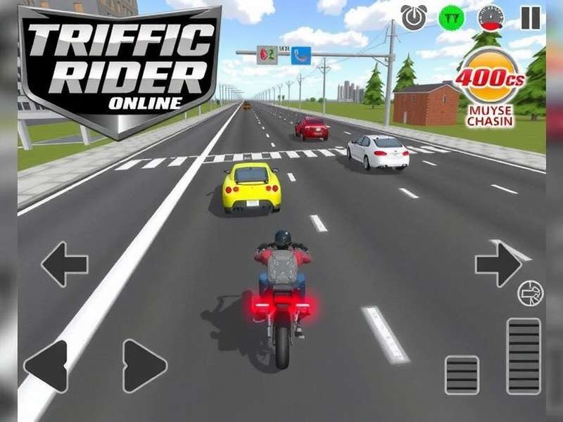 Traffic Rider Online Multiplayer gameplay screenshot showing intense bike race