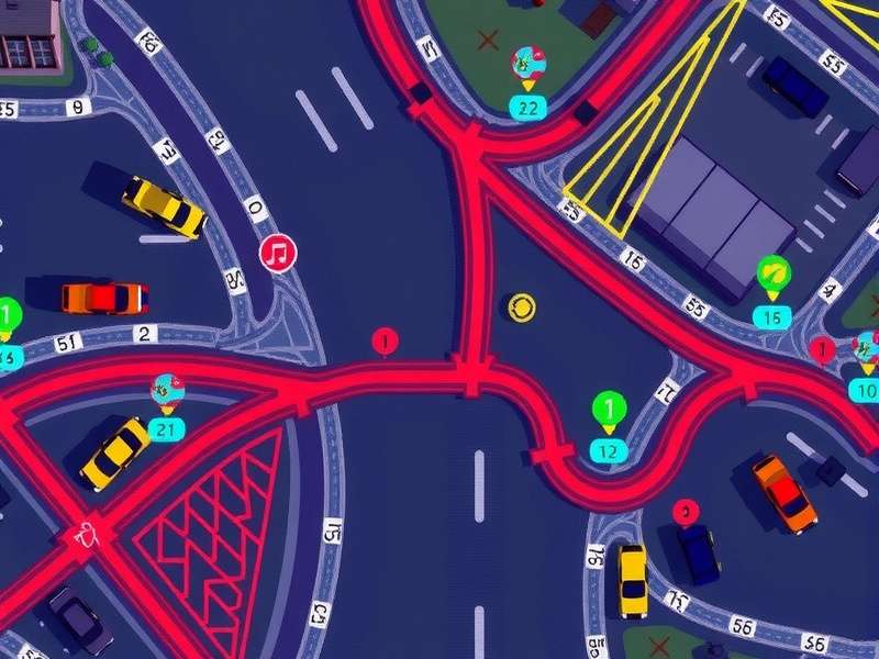 Detailed Traffic Map overlay on Traffic Rider gameplay showing routes and hotspots