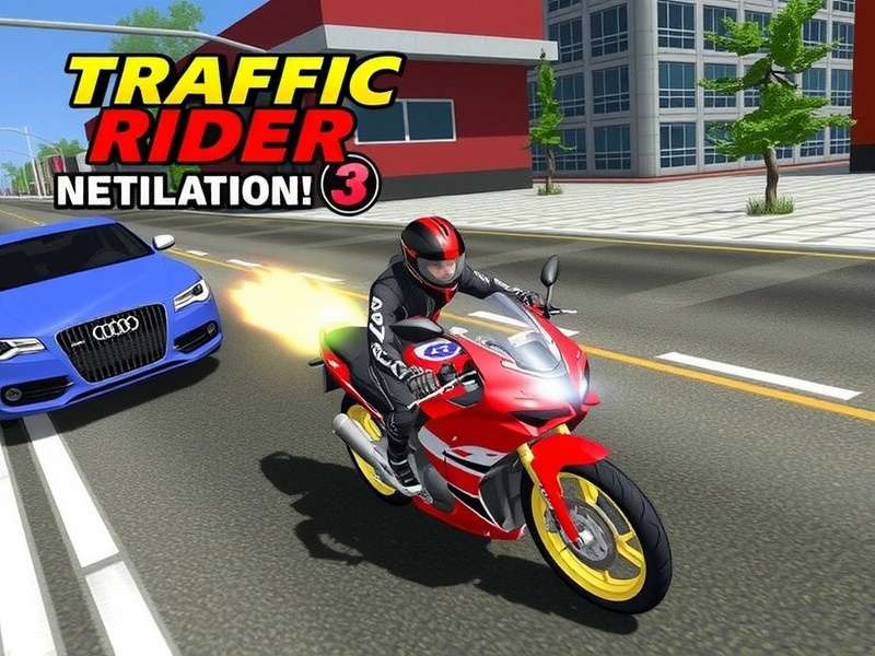 Traffic Rider gameplay screenshot showing high-speed bike racing