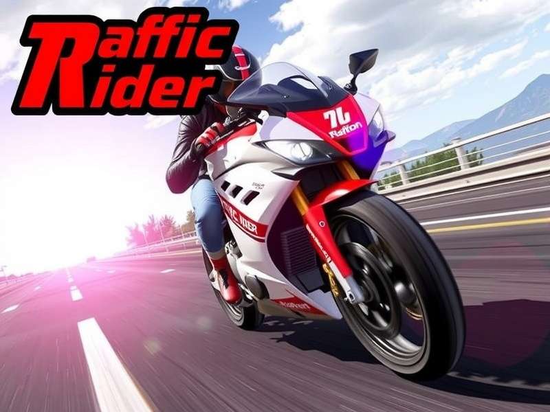 Traffic Rider 2020 gameplay screenshot showing a motorcycle racing on a highway