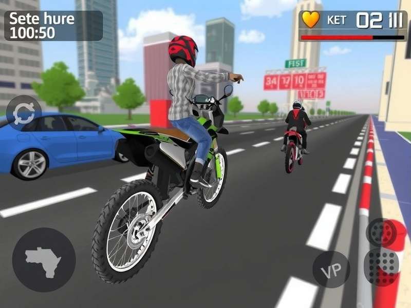 Traffic Rider Unlocked gameplay screenshot showing high-speed bike action