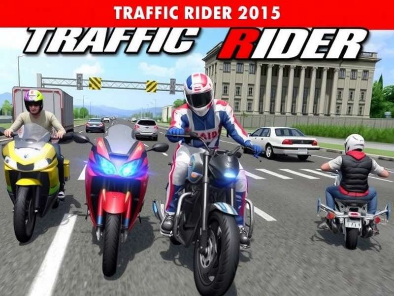 Traffic Rider 2015 game screenshot showing a high-speed bike on highway