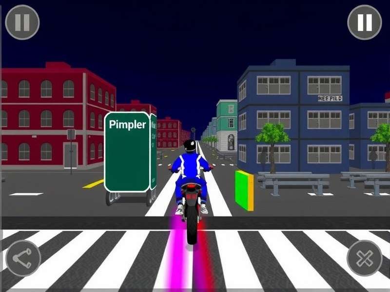 First-person view of a motorcycle speeding on a highway in Traffic Rider unblocked version