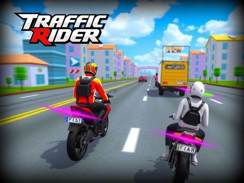 Traffic Rider Mod Apk gameplay screenshot showing bikes and roads