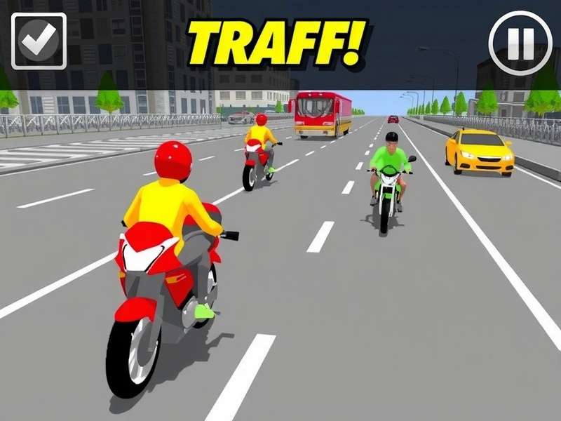 Traffic Rider gameplay screenshot showing advanced lane strategy