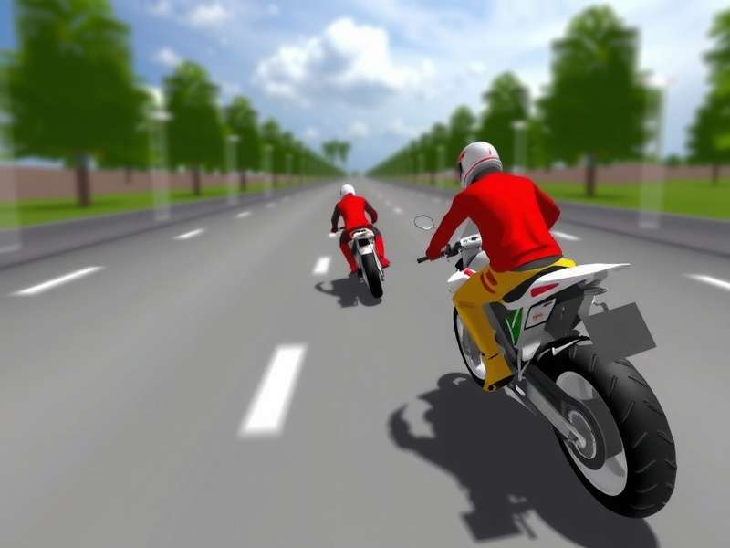 Traffic Rider first-person motorcycle racing scene on highway