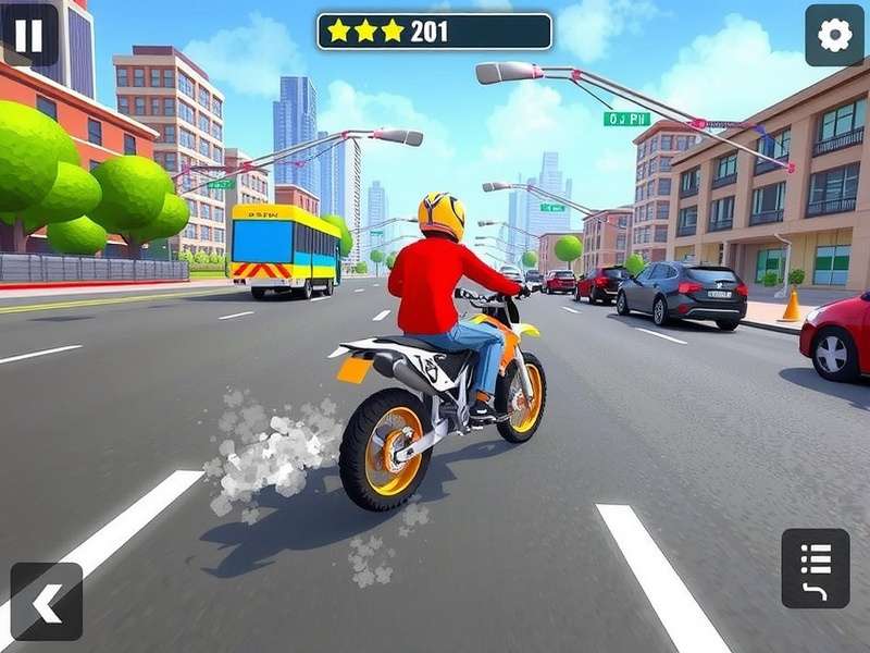 Traffic Rider Online Poki gameplay screenshot showing high-speed motorcycle action