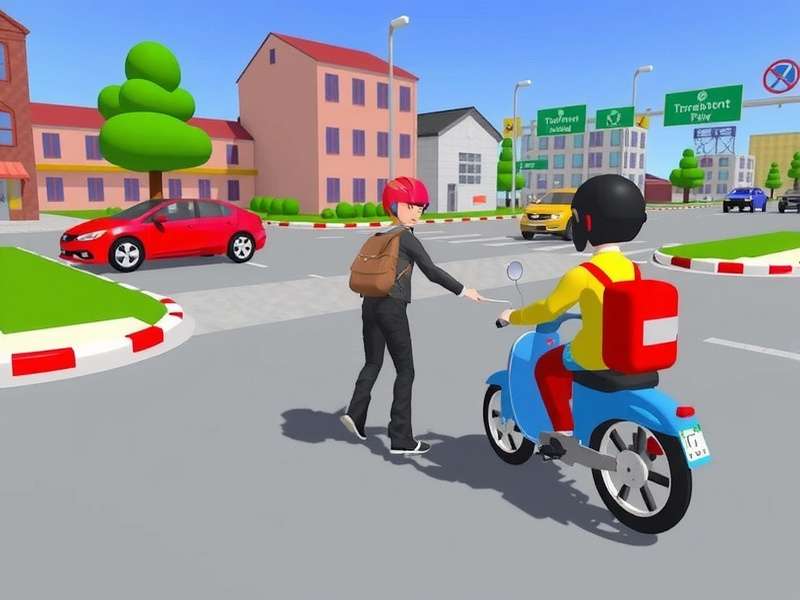 First-person view of a motorcycle rider in Traffic Rider game