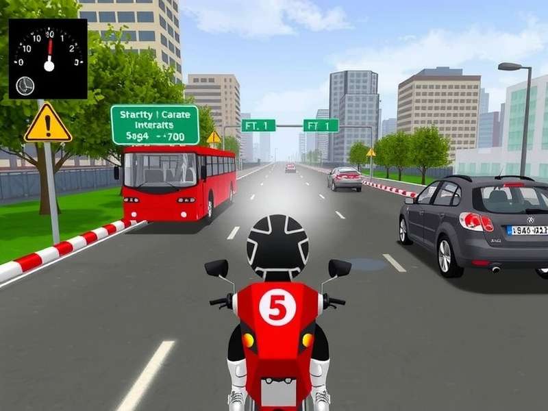 Traffic Rider gameplay screenshot showing a motorcycle on a highway
