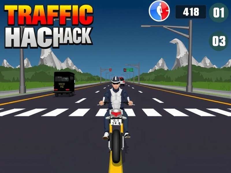 Traffic Rider Gameplay Screenshot - Motorcycle in high-speed traffic