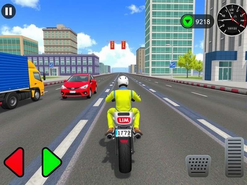 Traffic Rider Mod Apk For Pc banner showing a motorcycle on a busy highway at sunset