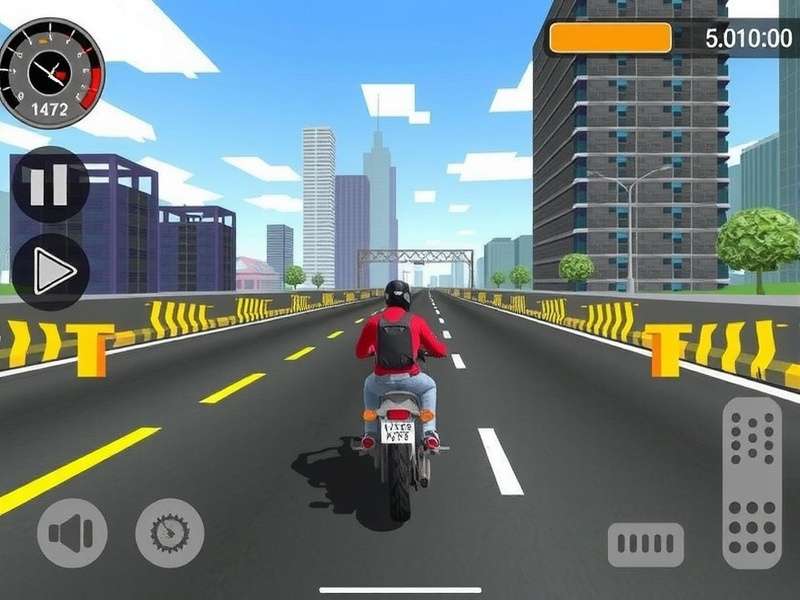 Traffic Rider iOS gameplay screenshot showing high-speed motorcycle racing through Indian highway traffic