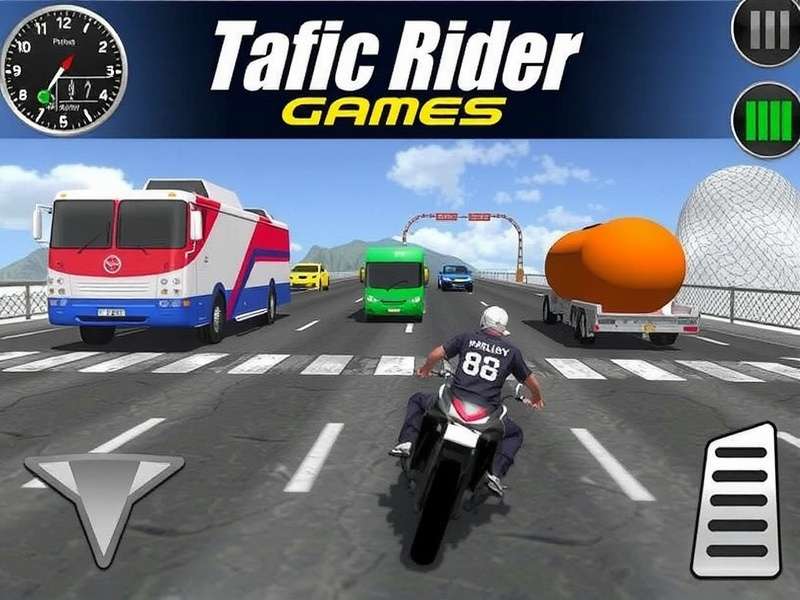 Traffic Rider Crazy Games Hack gameplay screenshot showing high-speed bike weaving through traffic
