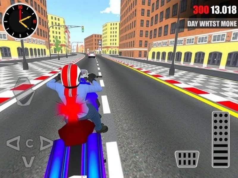 Traffic Rider iOS gameplay on iPhone showing high-speed highway racing with traffic